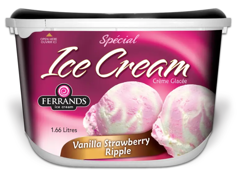 Ferrands Vanilla Strawberry Ripple ice cream, 1.66L tub