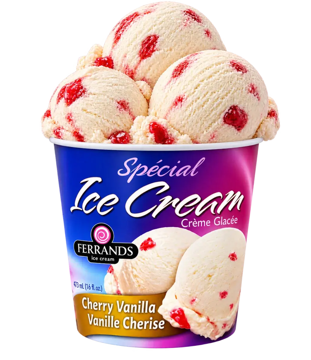 Cherry Vanilla 16oz tub with scoops on top