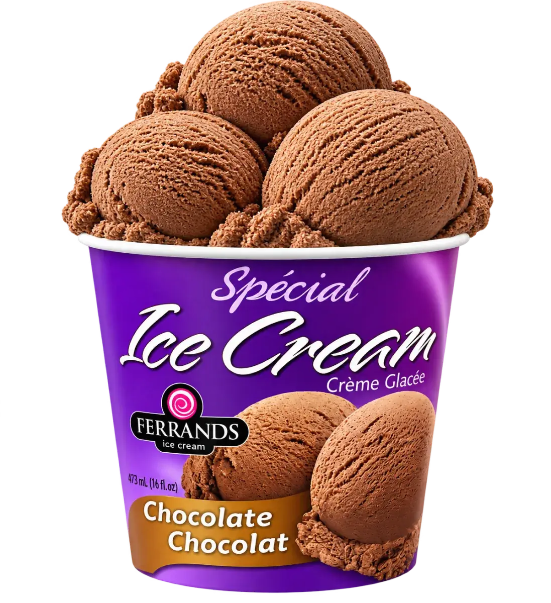 Chocolate 16oz tub with scoops on top