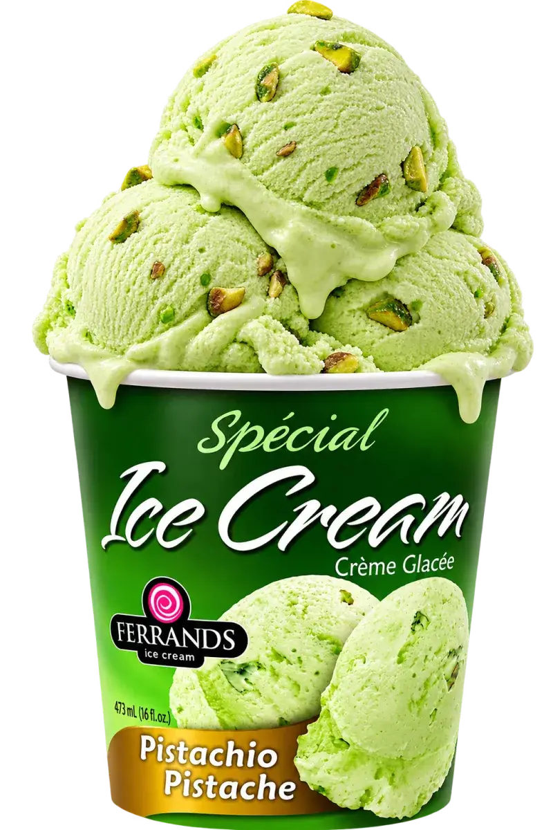 Pistachio 16oz tub with scoops on top