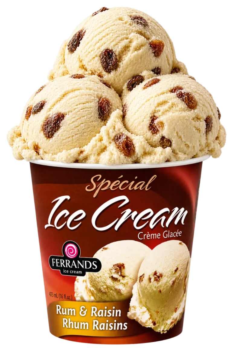 Rum and Raisin 16oz tub with scoops on top