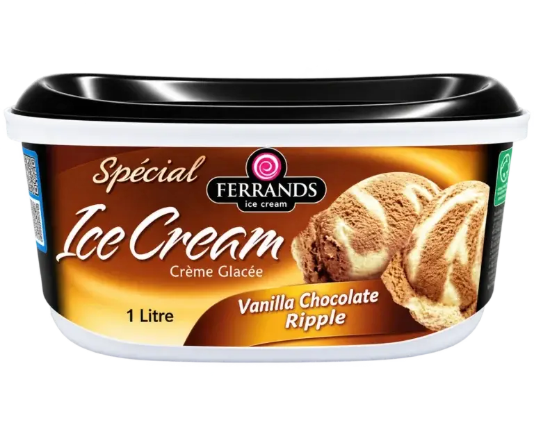 Ferrands Vanilla Chocolate Ripple ice cream, 1L tub
